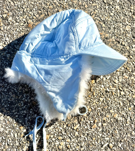 Vintage Head Master Baby Blue Women's Faux Fur Trapper Hat Cap Medium