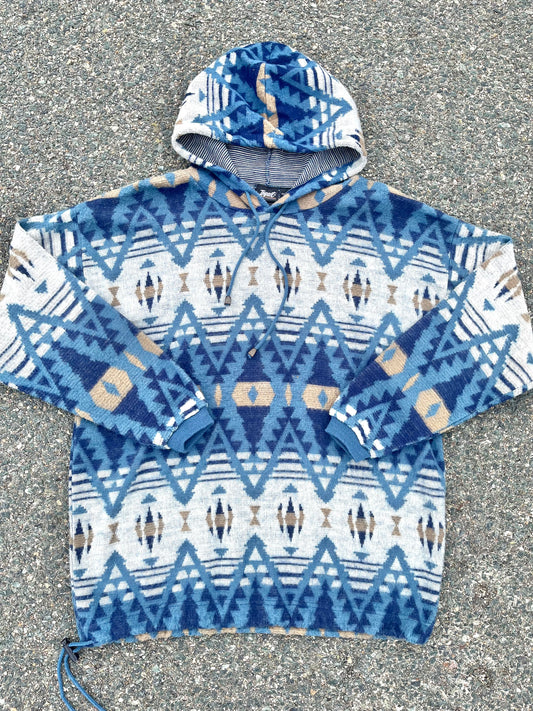 Vintage Impact Southwestern Aztec Print Retro 80's Fleece Hoodie Sweater Mens Size XL