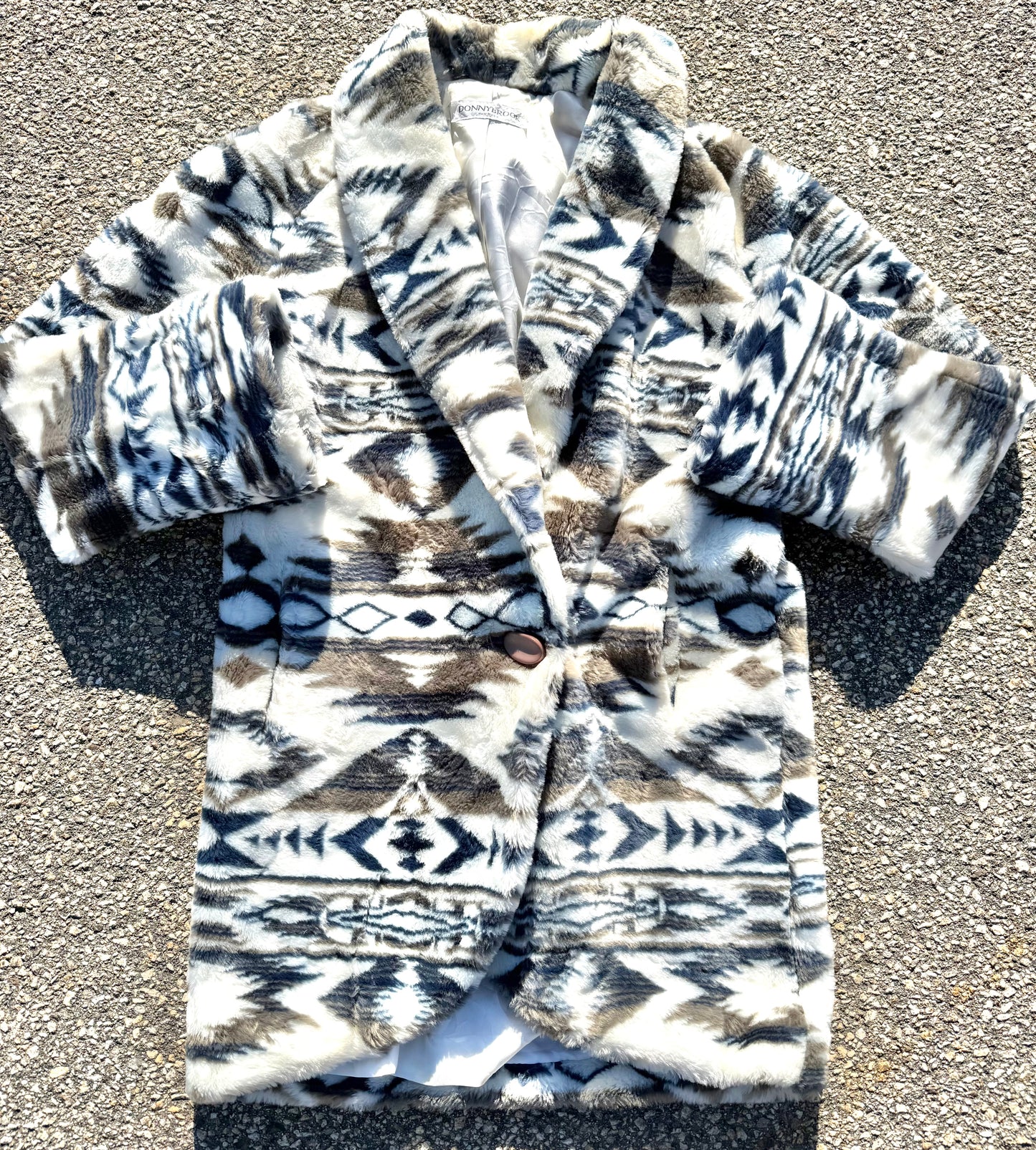 Vintage Donnybrook Women's Faux Fur Aztec Southwestern Western Coat Jacket Size S Small