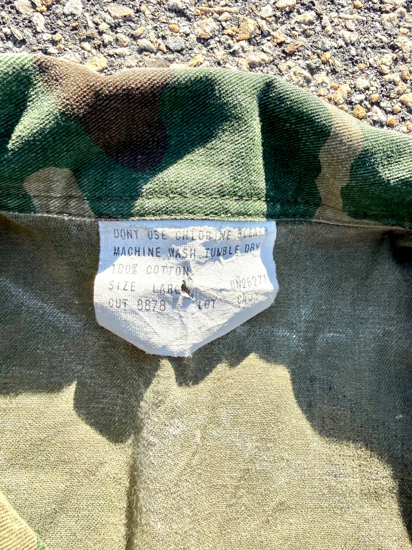 Vintage United States US Military Woodland Camo Canvas Army Jacket Size L Large