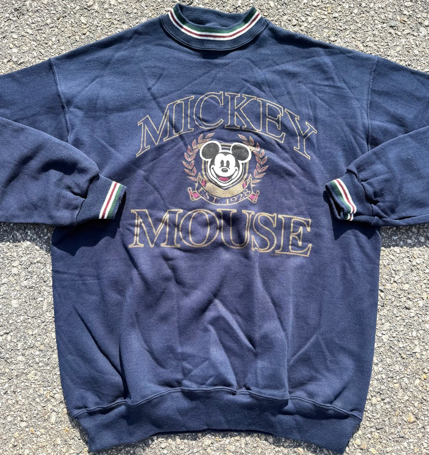 Vintage Mickey Mouse Disney 80's 90's Retro Crewneck Sweatshirt Size L Large Navy