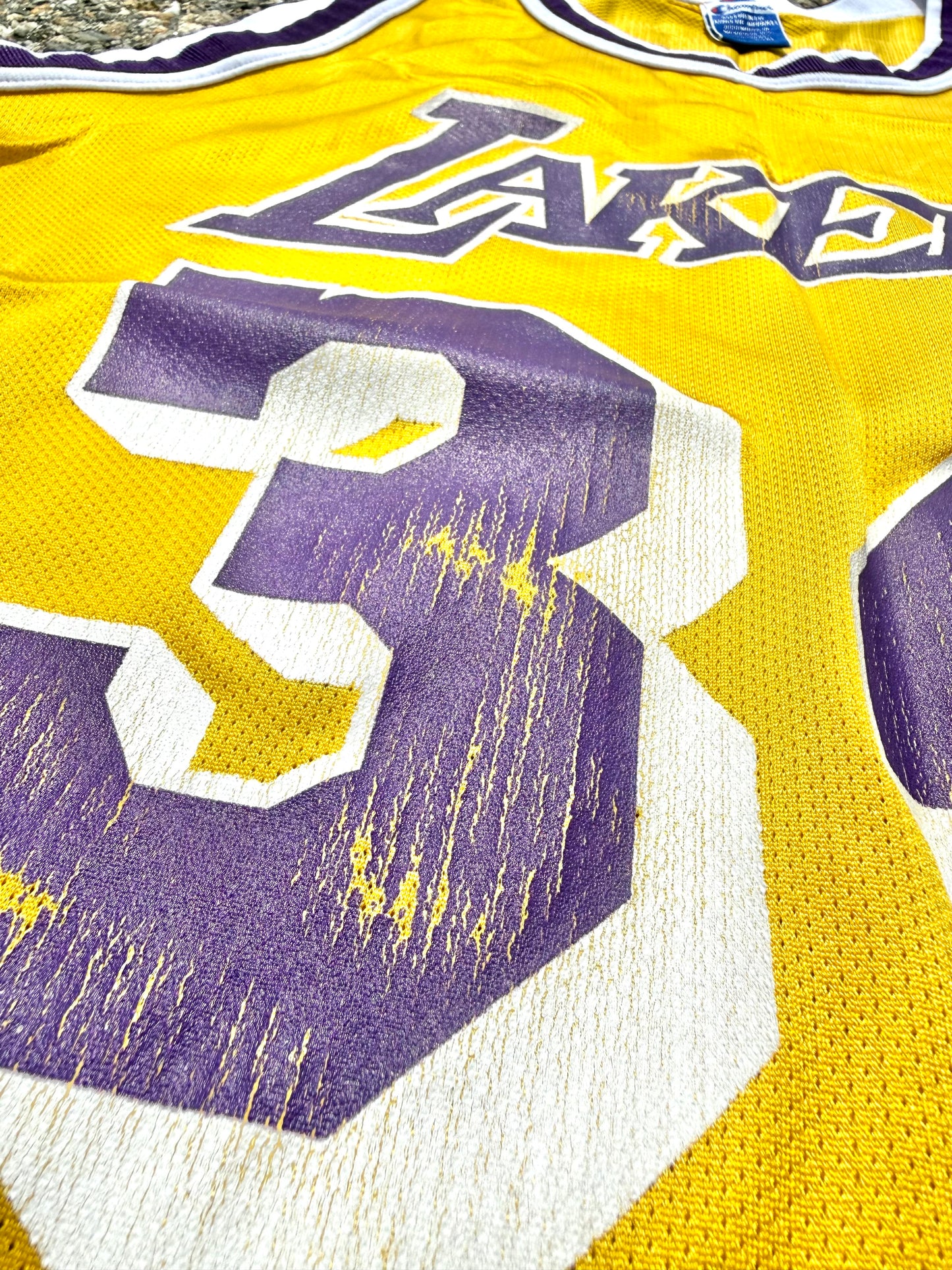 Vintage Champion LA Los Angeles Lakers Shaquille O'Neal Shaq 90s NBA Basketball Jersey Size 48