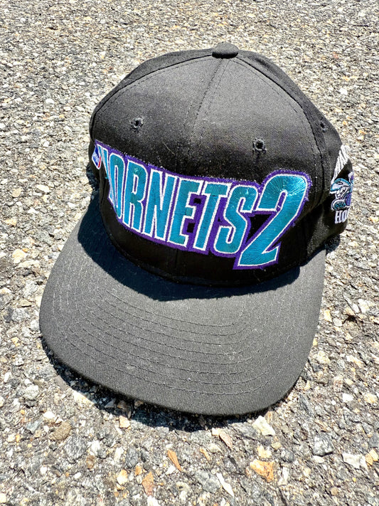 Vintage Starter Charlotte Hornets Rare Larry Johnson Hornets2 Retro 90's Logo Spell Out Snapback Hat