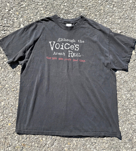 Vintage Tennessee River Voices In Your Head Funny Punk Rock Y2K 2000s T Shirt XL Black