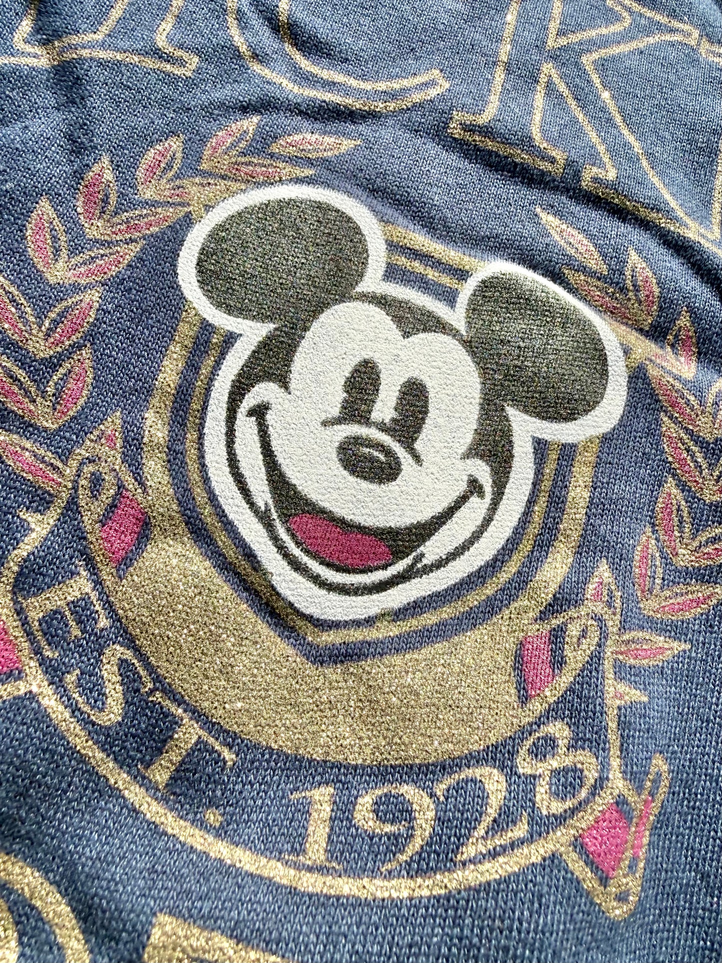 Vintage Mickey Mouse Disney 80's 90's Retro Crewneck Sweatshirt Size L Large Navy