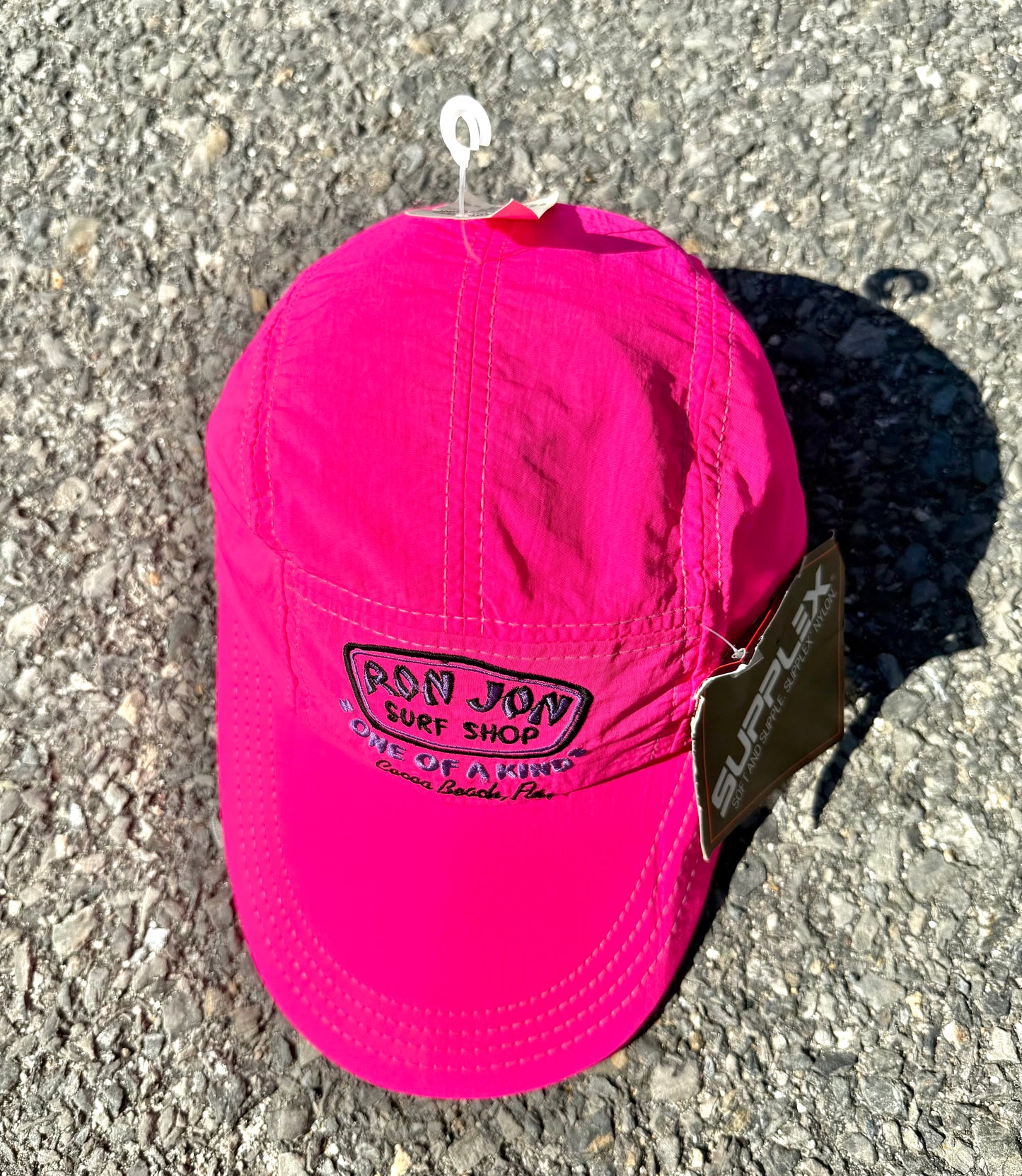Vintage Ron Jon Surf Shop Deadstock 80s Retro Neon Pink 5 Panel Hat Cap