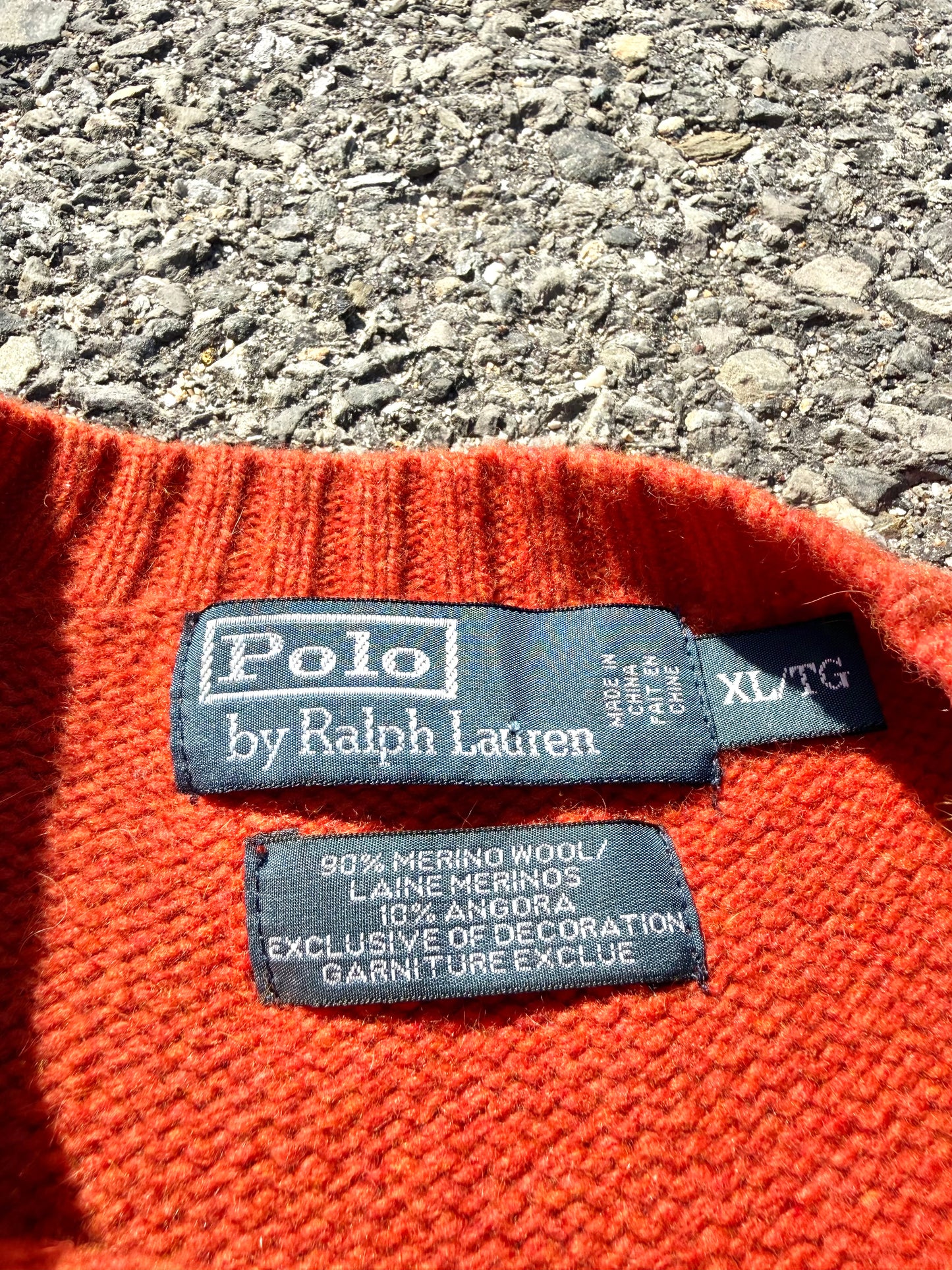 Vintage Polo Ralph Lauren Merino Wool Angora Knit Sweater XL Burnt Orange