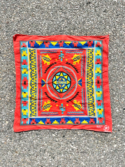 Vintage Americana Western American Southwestern Turtle Handkerchief Hanky Bandana Made in USA Size 20x20