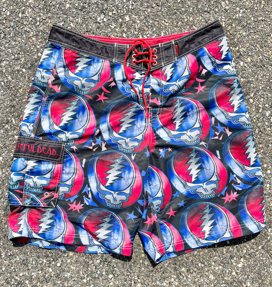 Vintage Grateful Dead Band Dragonfly Board Shorts Bathing Suit Men's Size 36