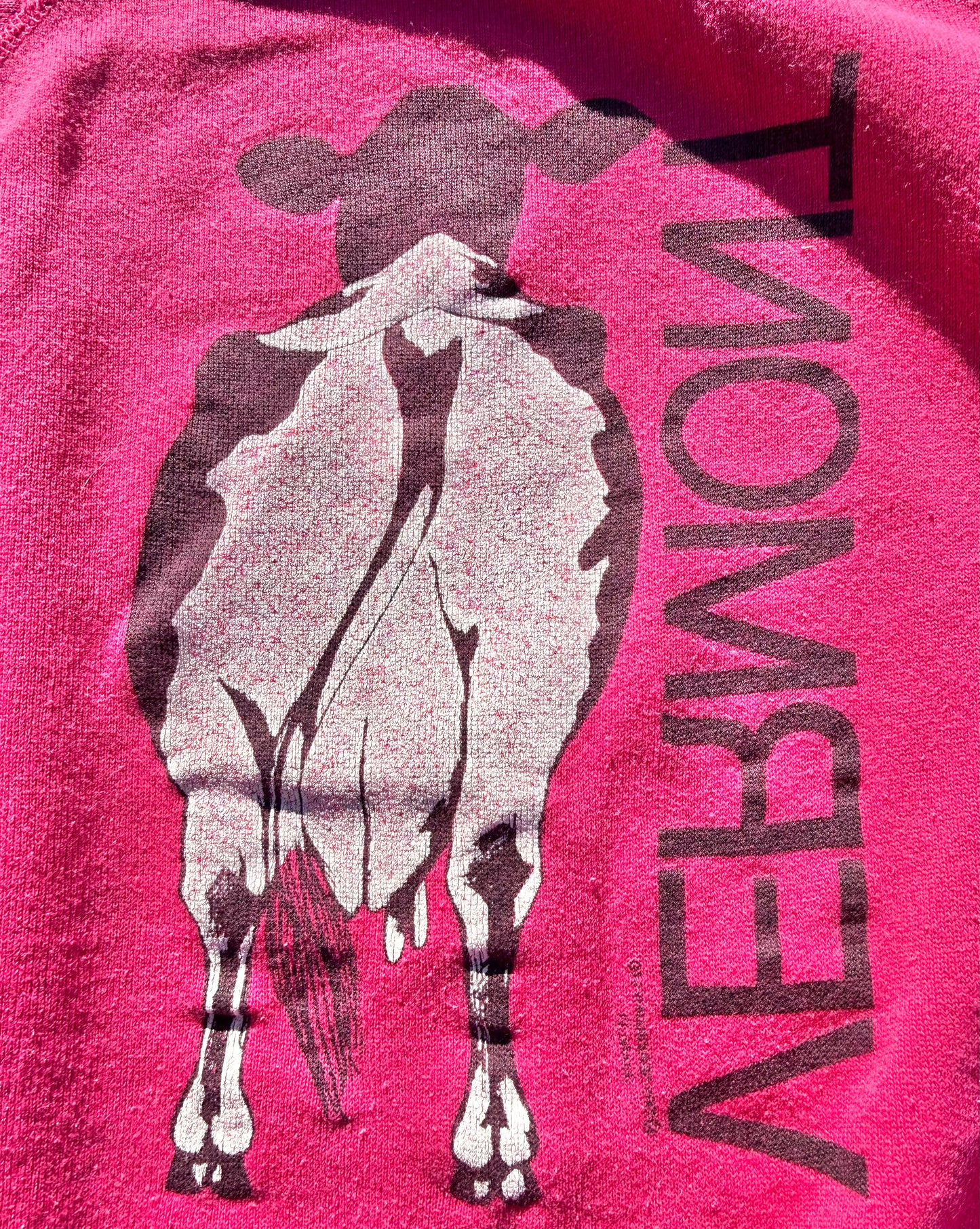 Vintage Vermont Ben Jerrys Cow Retro 80's Crewneck Sweatshirt Size L Large Pink