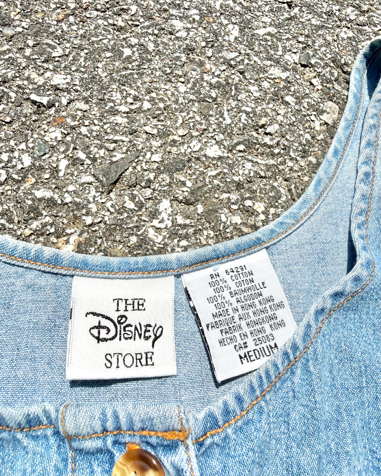 Vintage Disney Store Winnie Pooh Embroidered 90s Blue Denim Jumper Dress Medium
