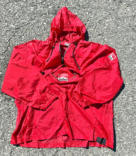 Vintage Marlboro Red Cigarettes 90's Packable Windbreaker Anorak Jacket 2XL