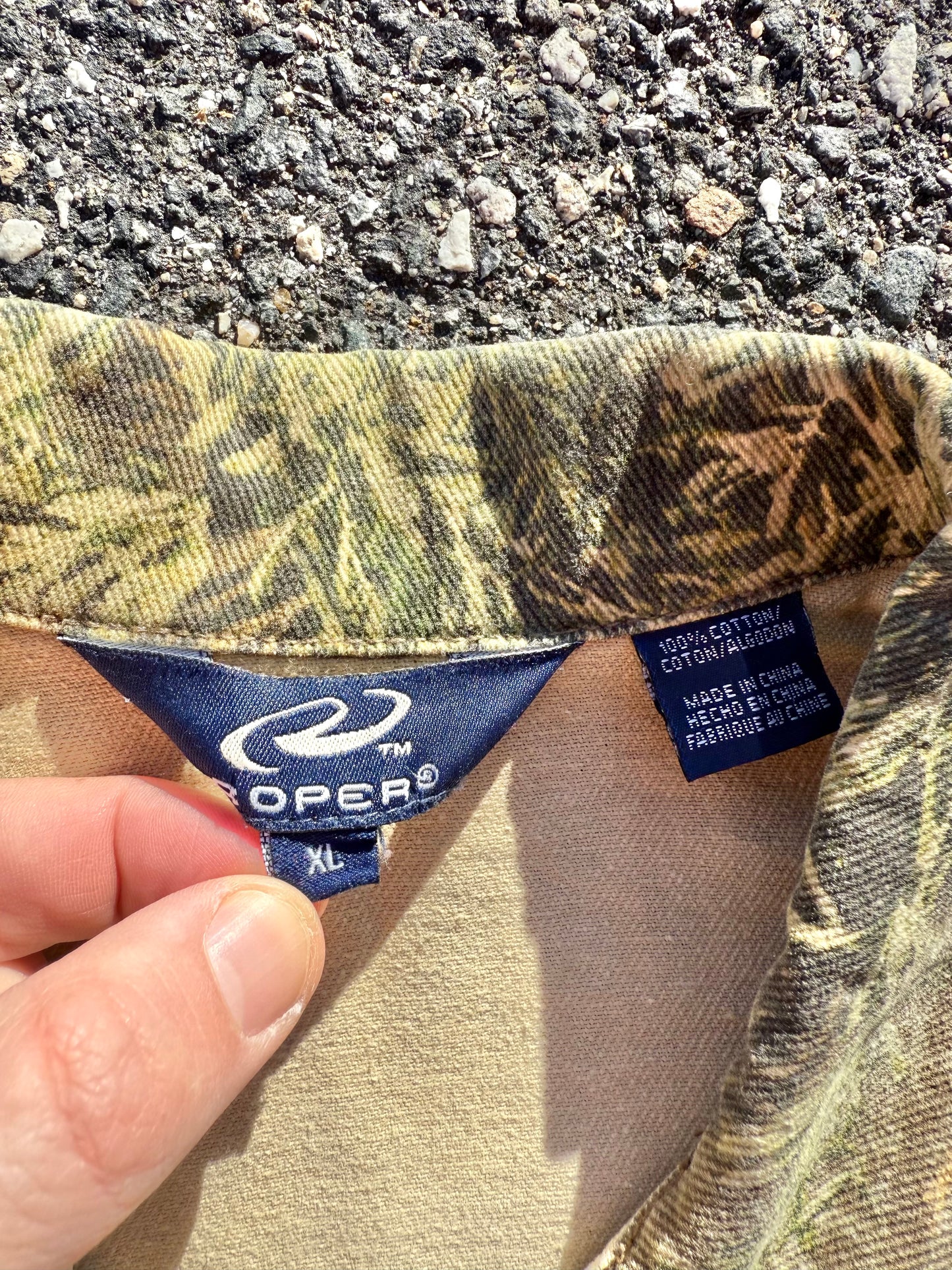 Vintage Roper Western All Over Mossy Camo Camouflage Denim Jacket Men's XL