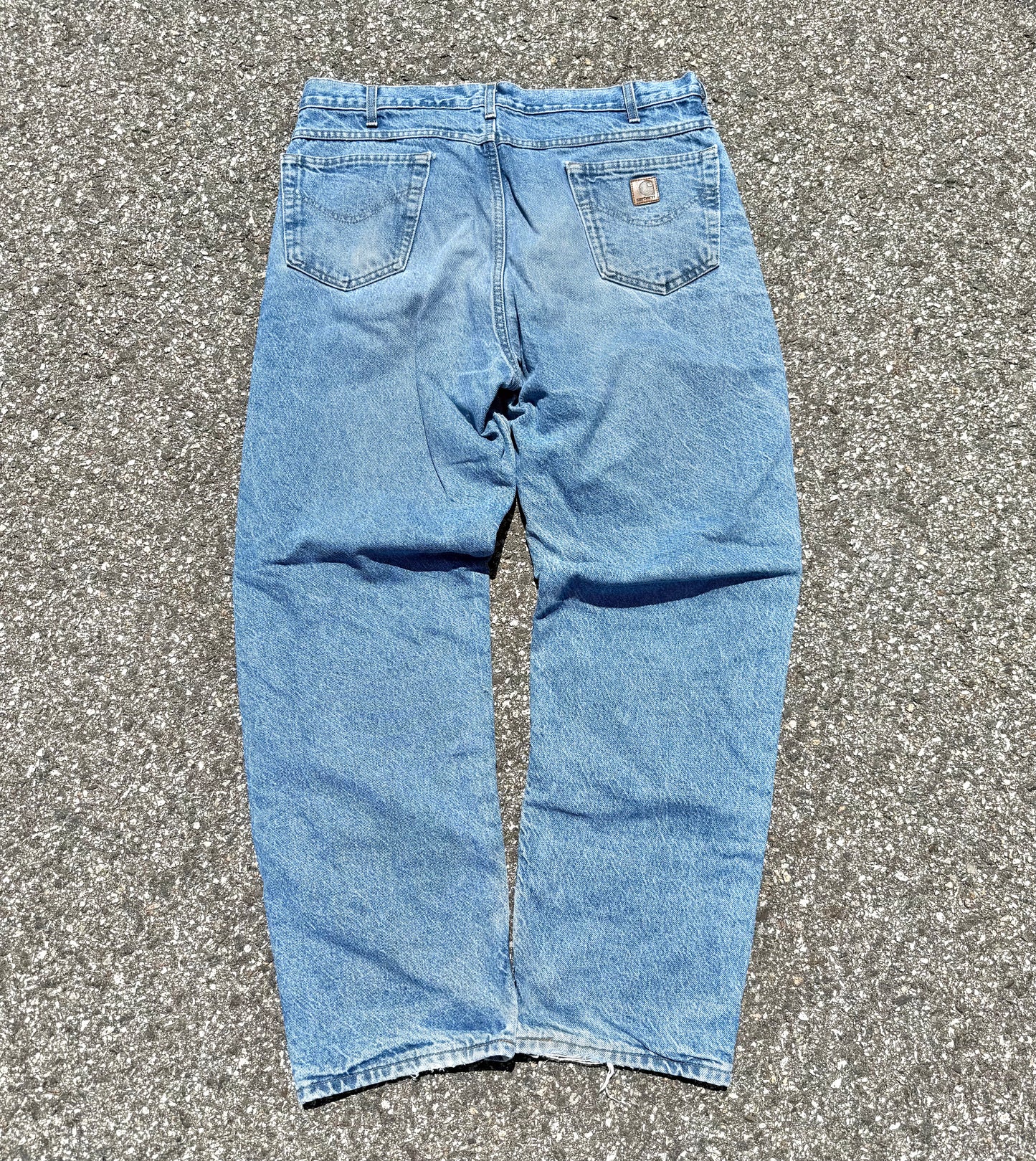 Vintage Carhartt 90's Plaid Flannel Lined Straight Denim Jeans Pants 38x32 B21DST
