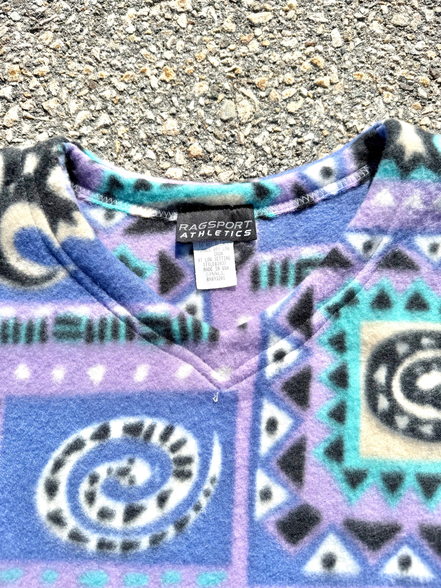 Vintage Womens Crazy Aztec Animal Print 90's Fleece Pullover Sweater Size S Small