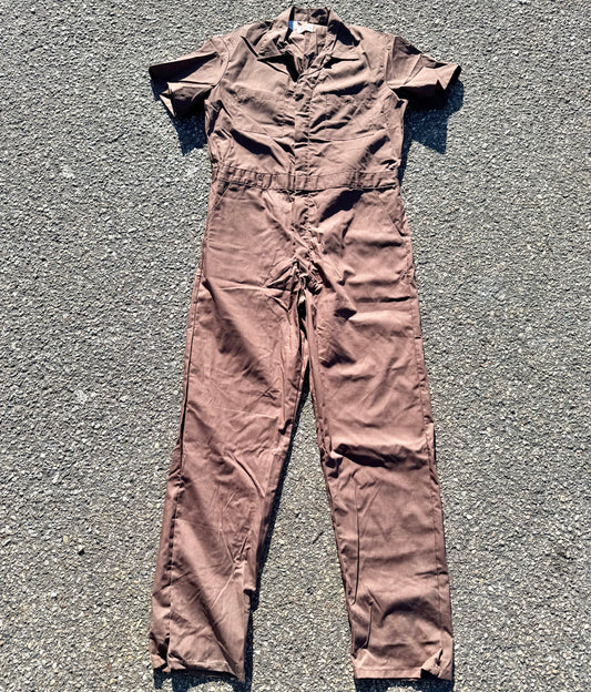 Vintage Dickies Short Sleeve Brown Workwear Coveralls Jumpsuit Size 44 Long