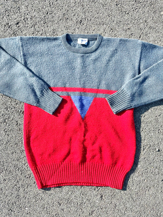 Vintage Meister Pure Wool Crewneck Ski Sweater Size L Large Made in USA