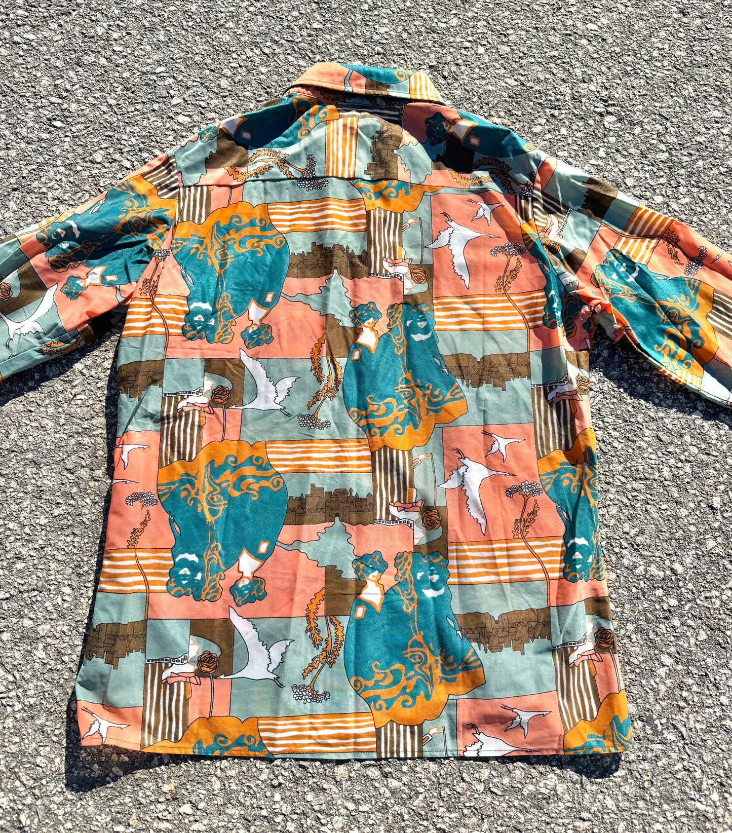 Vintage Anthony Blair All Over Print 70's Disco Retro Camp Button Up Shirt Large 16-16 1/2