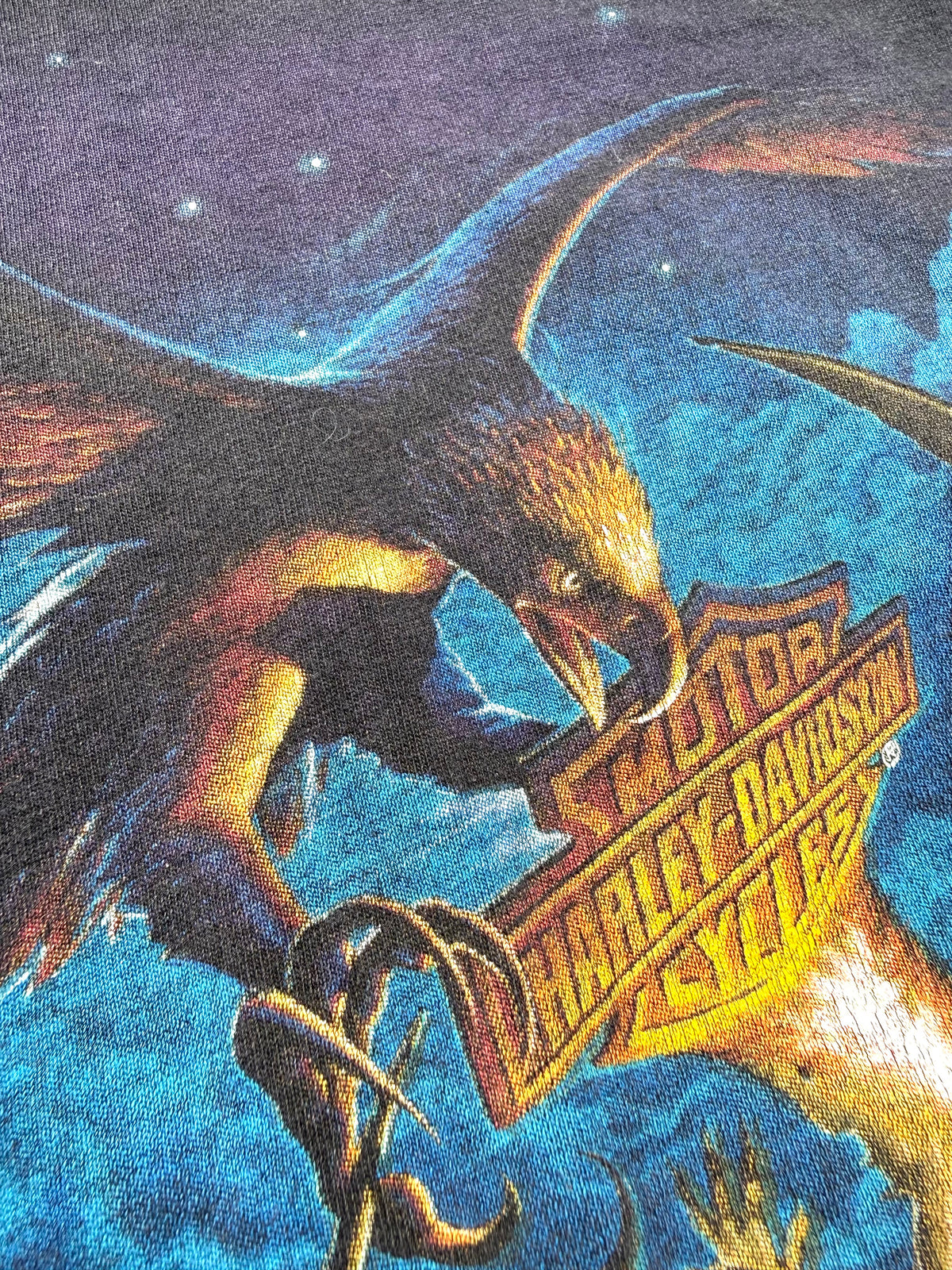Vintage Harley Davidson Motorcycle Biker Eagle Fighting Dragon 90's Shirt XL 1995