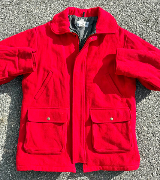 Vintage L.L. Bean Mackinaw Cruiser Ranger Red Wool Chore Jacket Coat Size L Large
