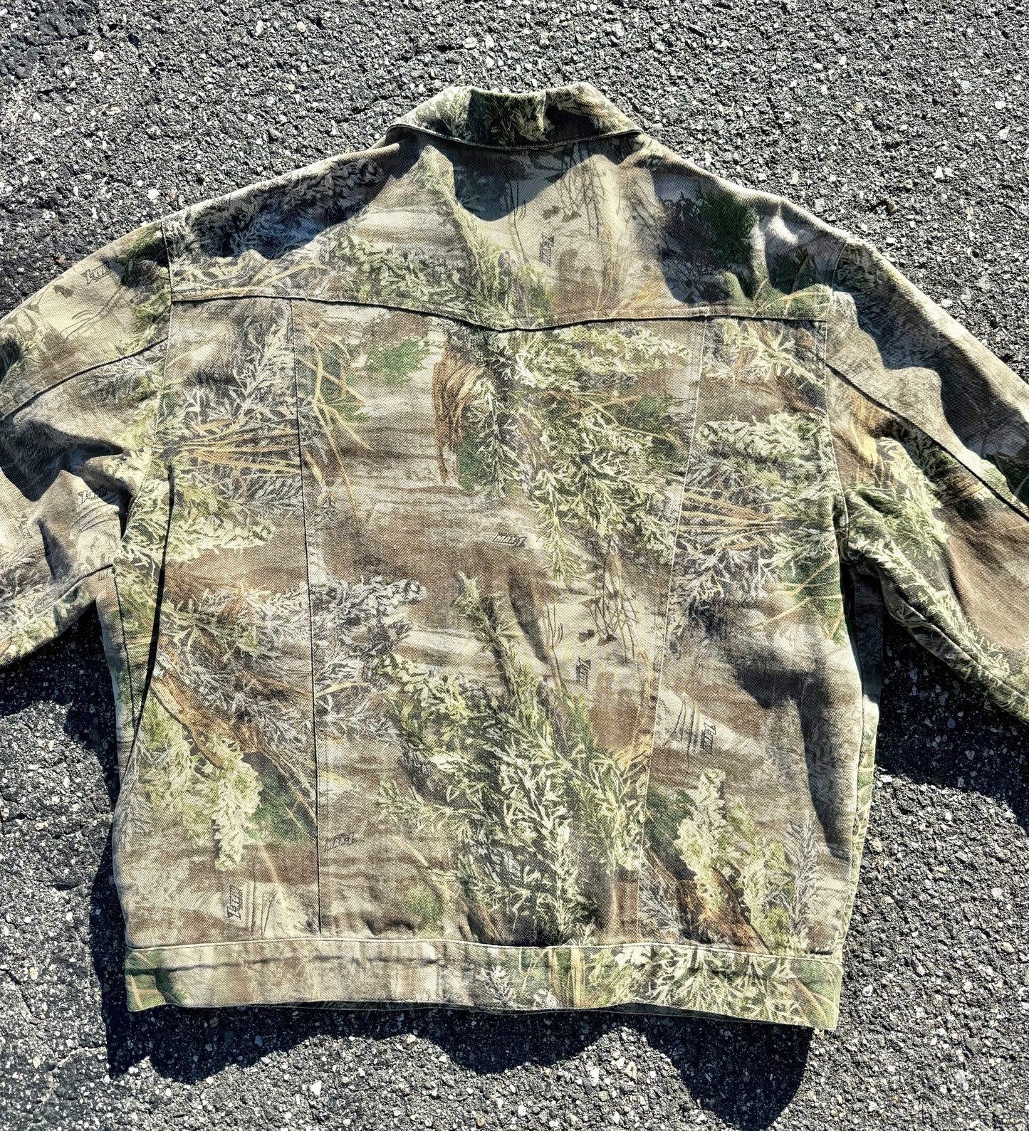 Vintage Roper Western All Over Mossy Camo Camouflage Denim Jacket Men's XL