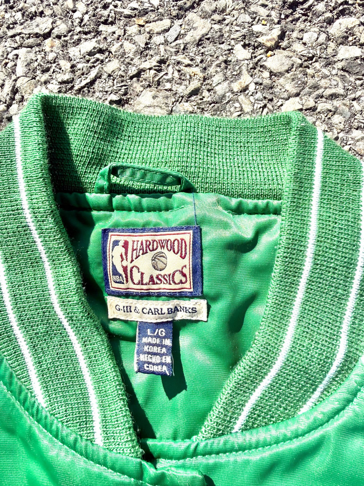 Vintage Boston Celtics Hardwood Classics Women's NBA Satin Bomber Jacket Large