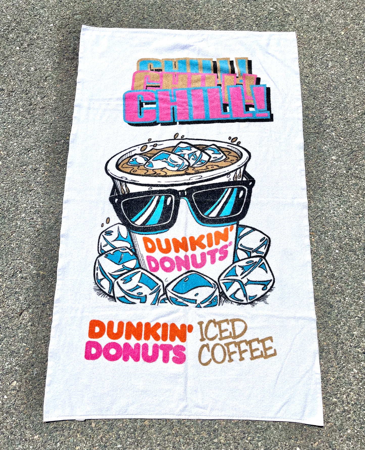 Vintage Dunkin Donuts Iced Coffee Retro 80's 90's Dundee Cotton Terry Cloth Beach Towel