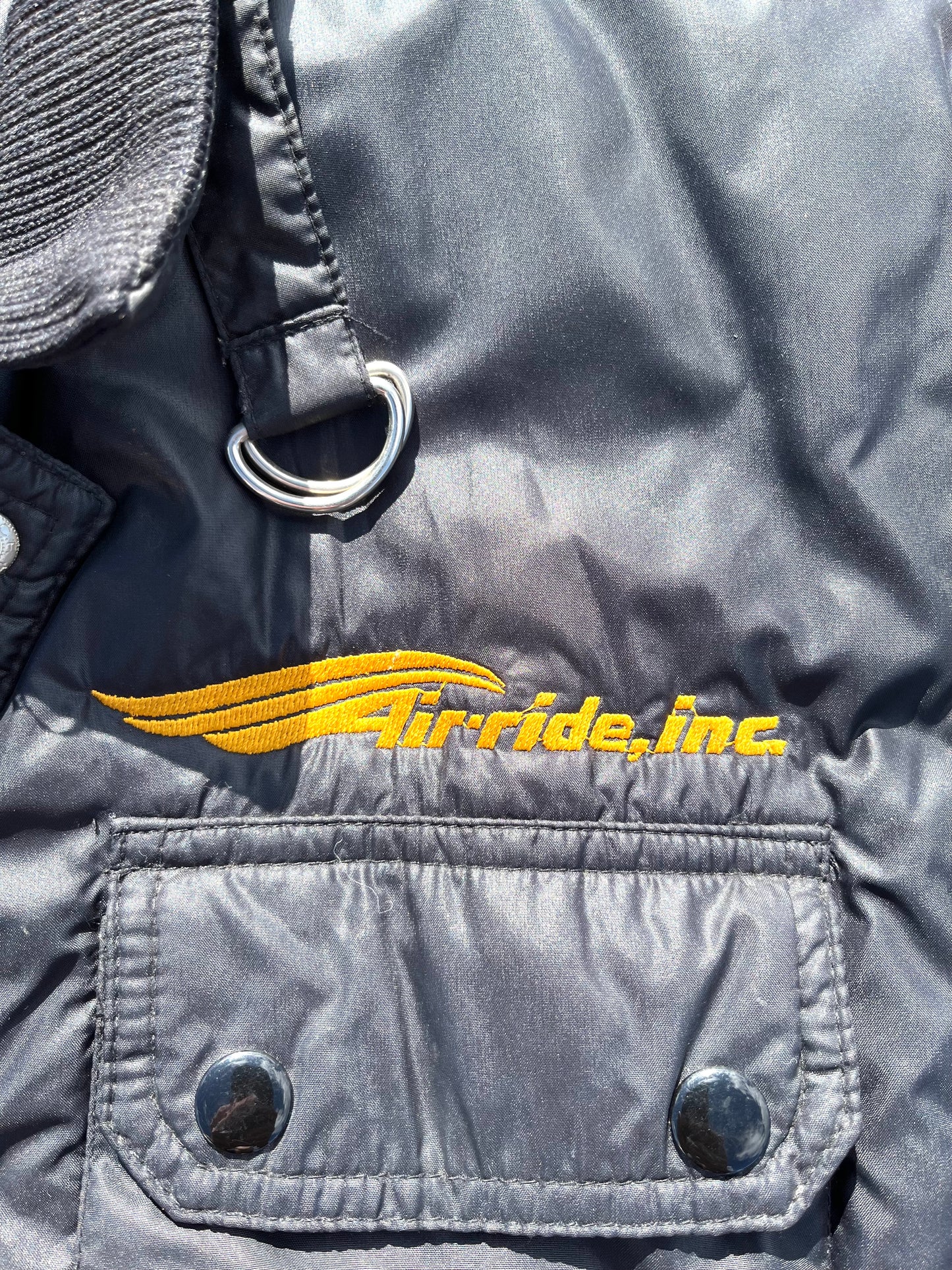 Vintage Air-Ride Inc. Trucking 90's Embroidered Tony Trucker Bomber Puffer Jacket Size L Large