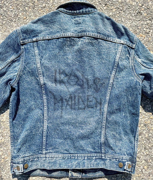 Vintage Iron Maiden Lee Riders 80's Blue Denim Jean Jacket Size L Large