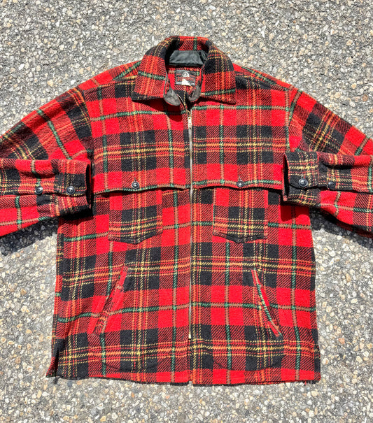Vintage Johnson Woolen Mills Plaid Wool Mackinaw Chore Jacket Barn Coat XL