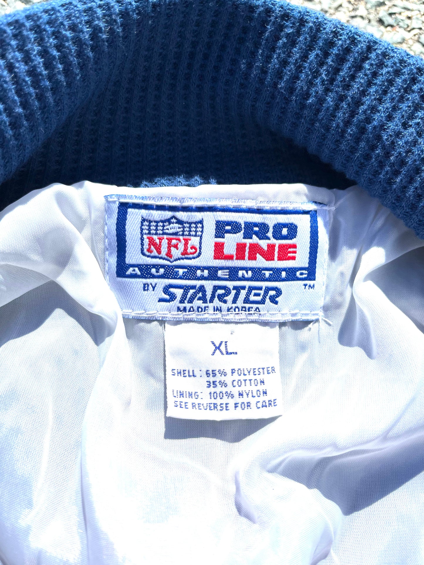 Vintage New England Patriots NFL Pro Line 1/4 Zip 90's Waffle Knit Starter Sweater Jacket XL