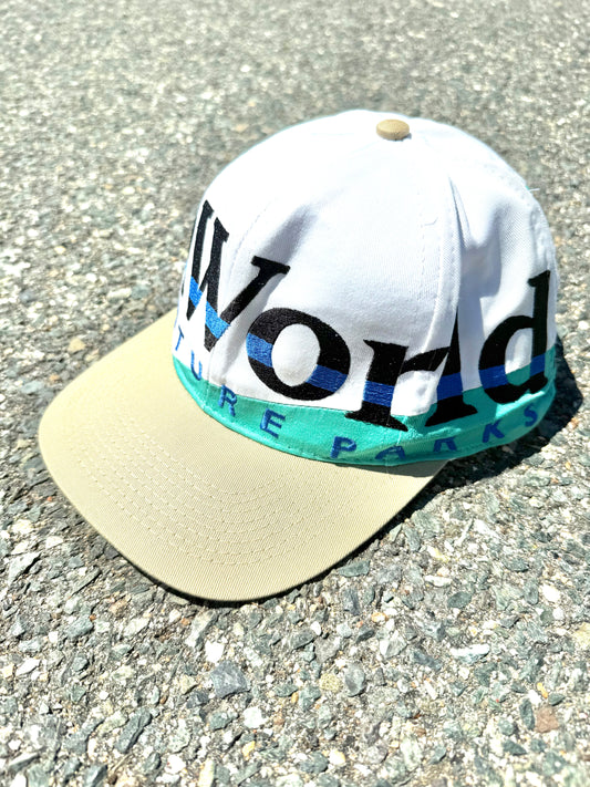 Vintage Sea World Park Shamu 90's All Over Massive Spell Script Snapback Hat