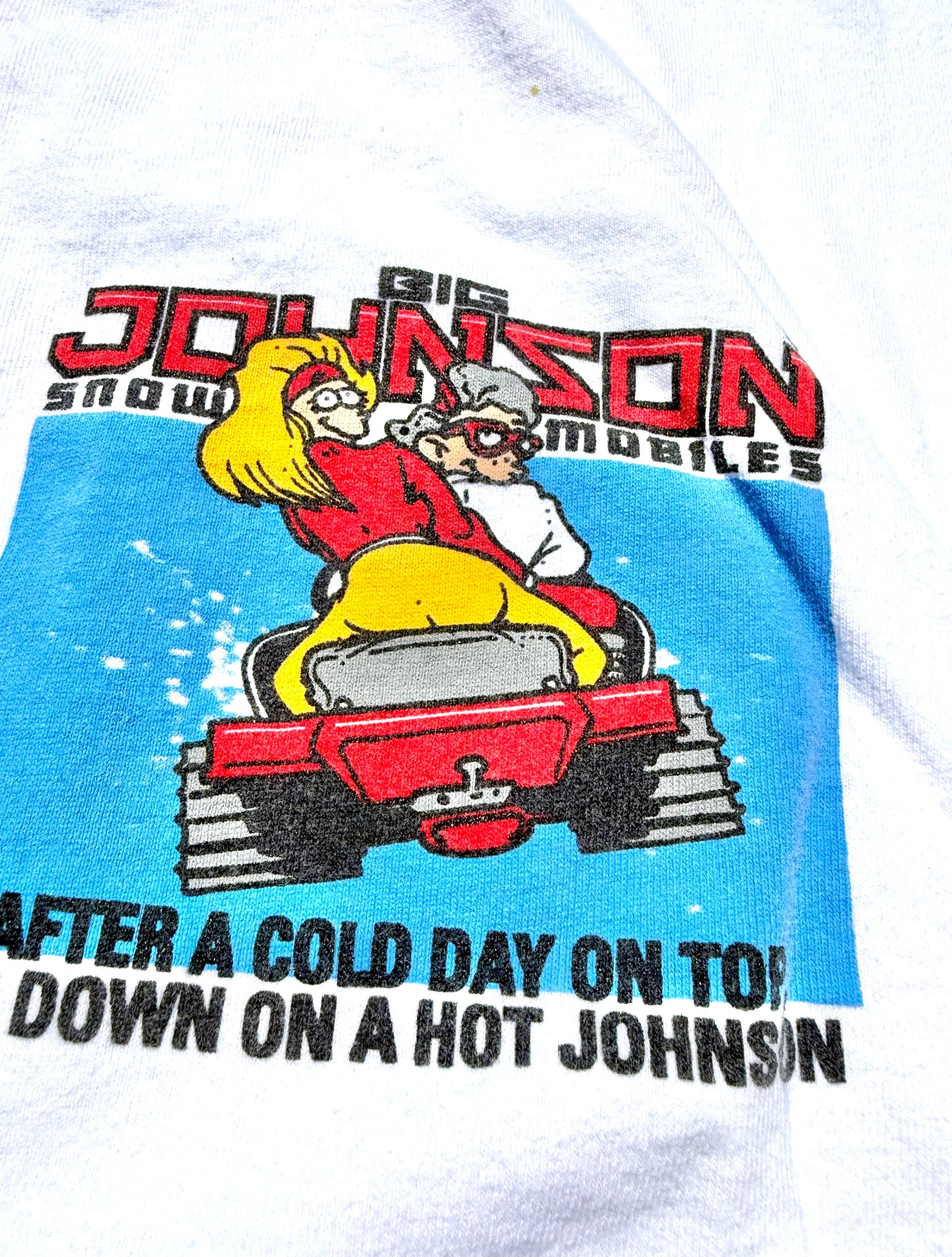 Vintage Big Johnson Snowmobiles Dick Joke 90's Single Stitch T Shirt Size L Large