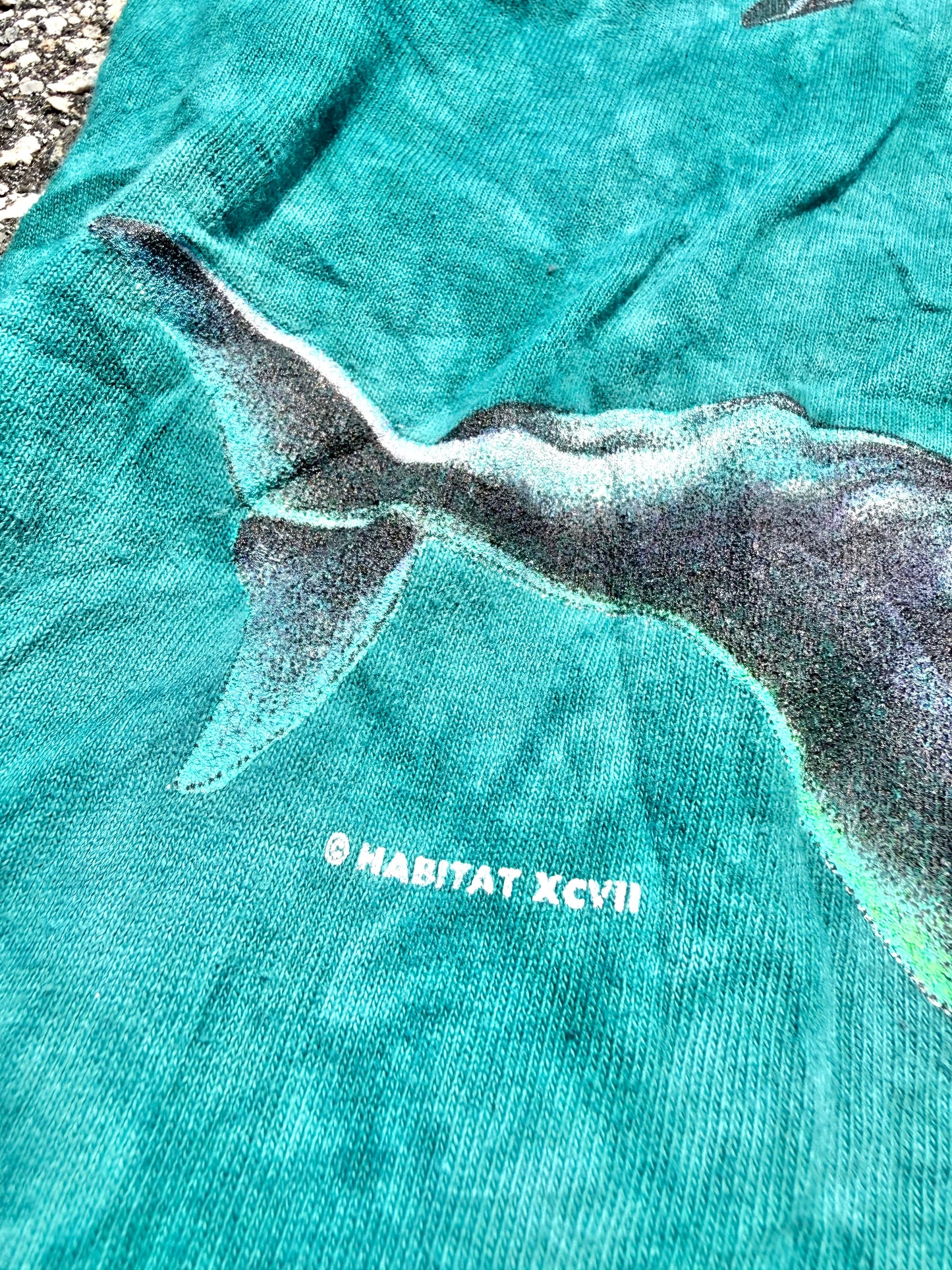 Vintage Habitat 90's Acid Tie Dye Dolphin Nature T Shirt Size M Medium 1997