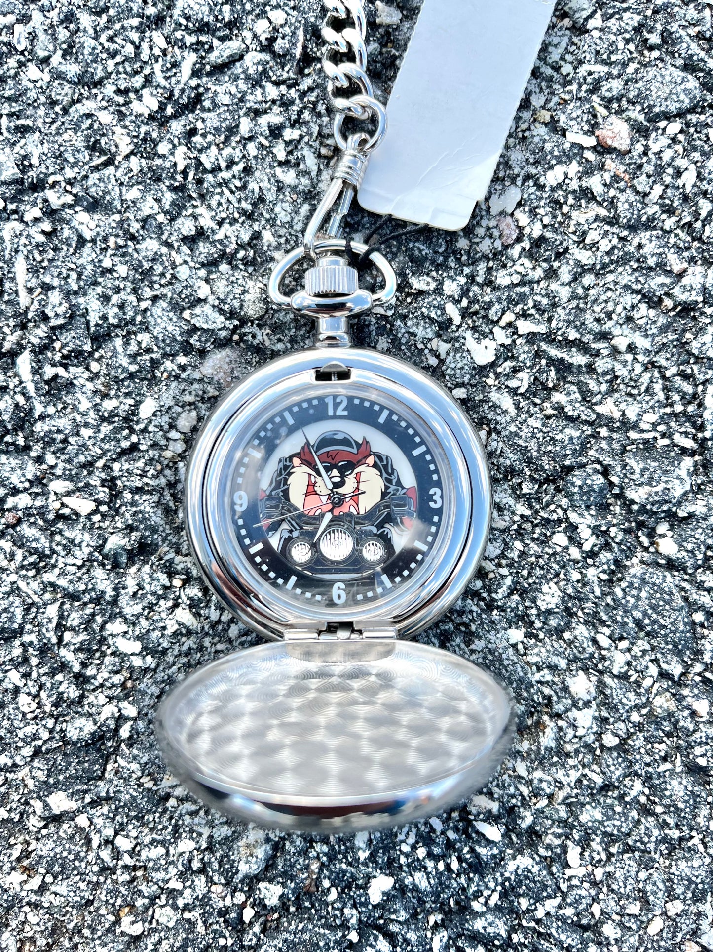 Vintage Harley Davidson Looney Tunes Biker Taz Fossil Pocket Watch 2000 Deadstock