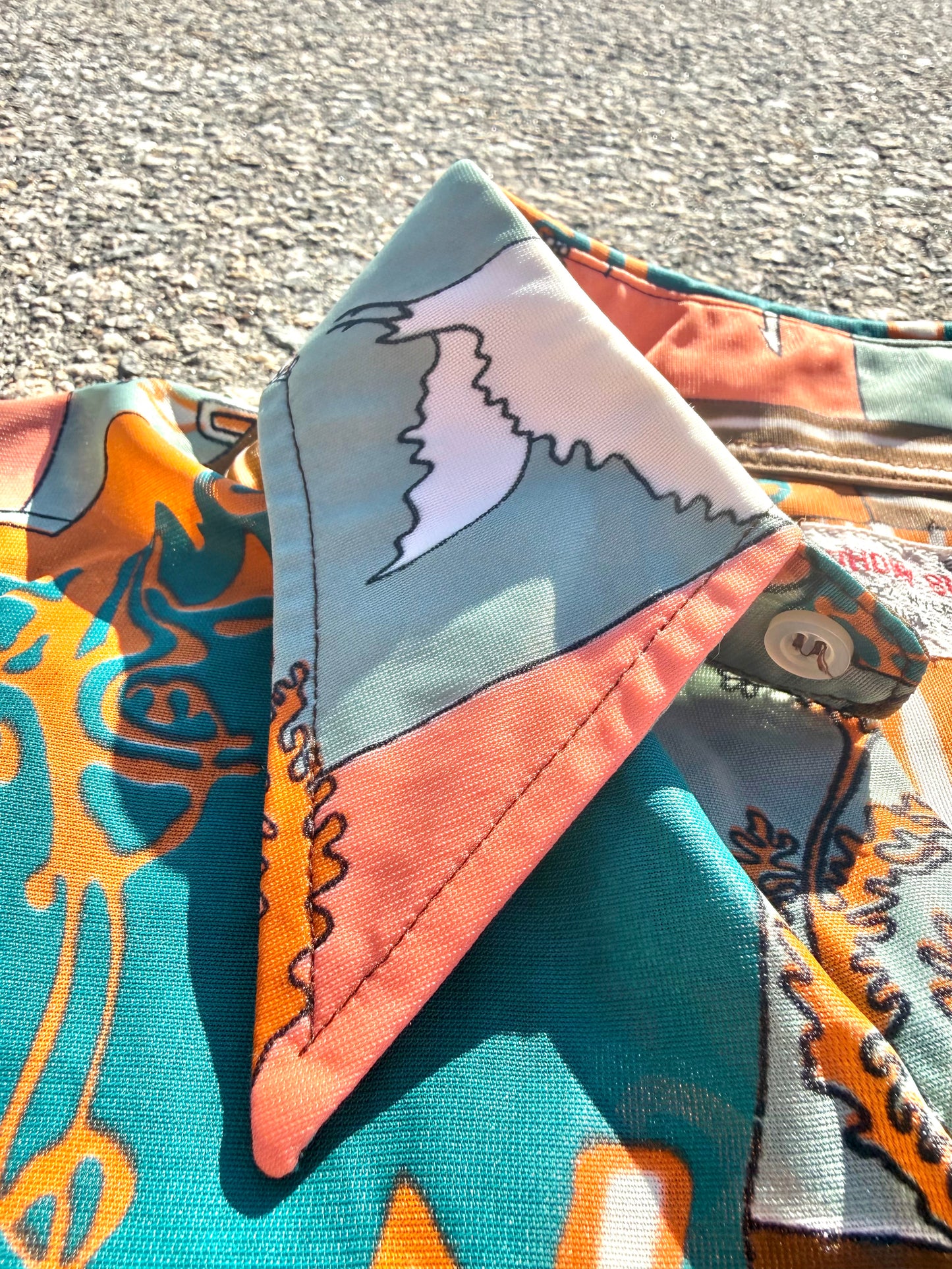 Vintage Anthony Blair All Over Print 70's Disco Retro Camp Button Up Shirt Large 16-16 1/2