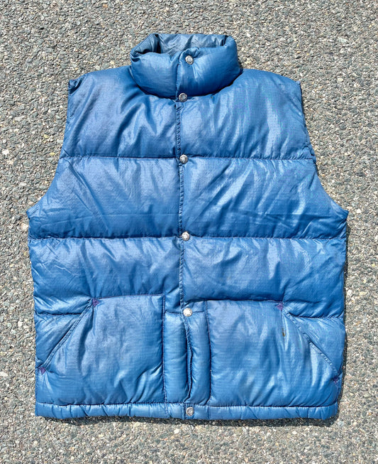 Vintage North Face Goose Down Brown Label 70's Retro Puffer Vest Men's Size M Medium Blue