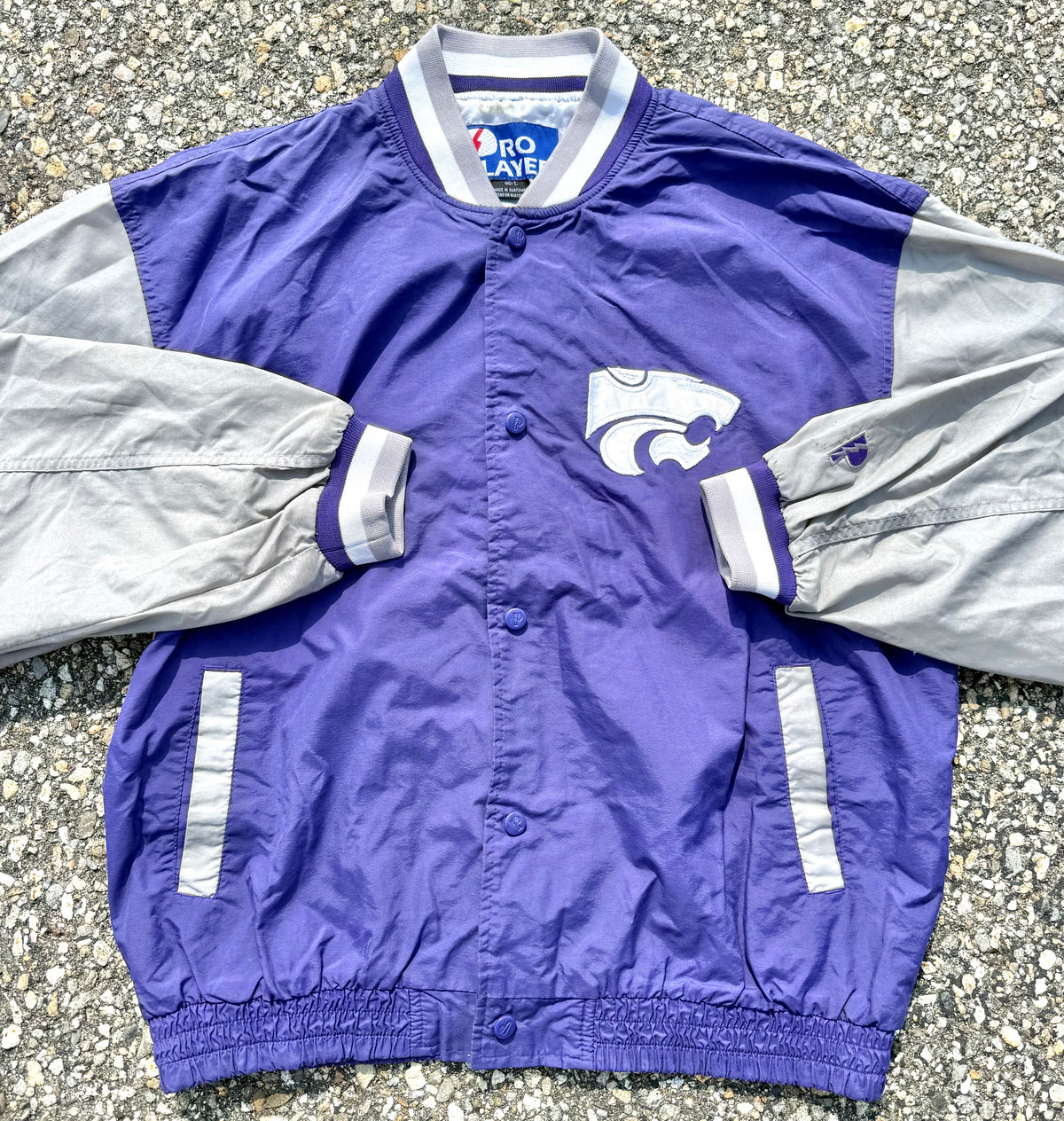 Vintage Pro Player Kansas State Wildcats 90's College Varsity Windbreaker Jacket Large