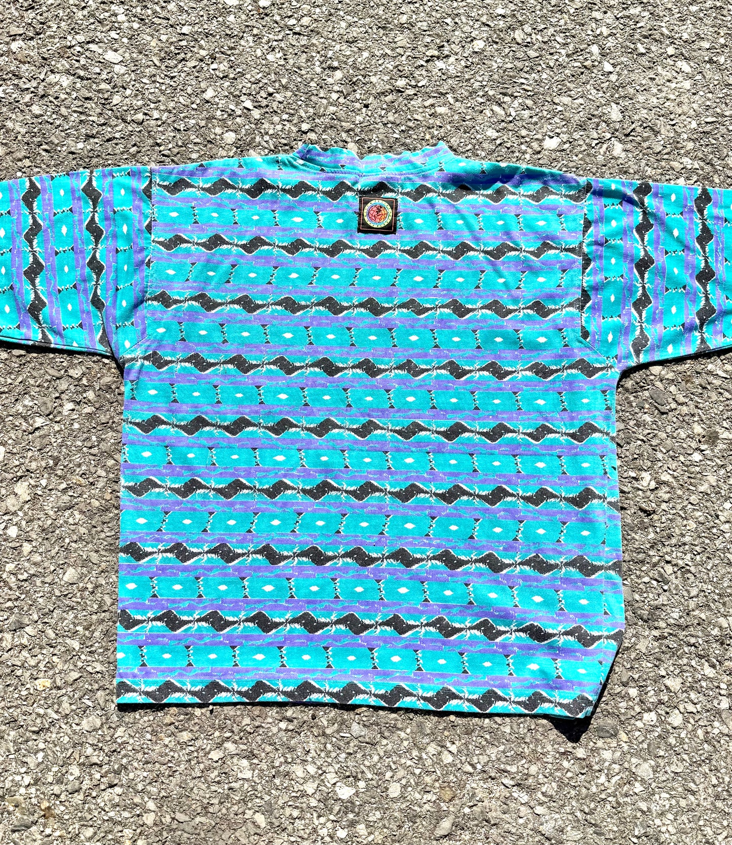 Vintage Ocean Pacific OP Crazy Retro Surf 90's All Over Print AOP T Shirt Large