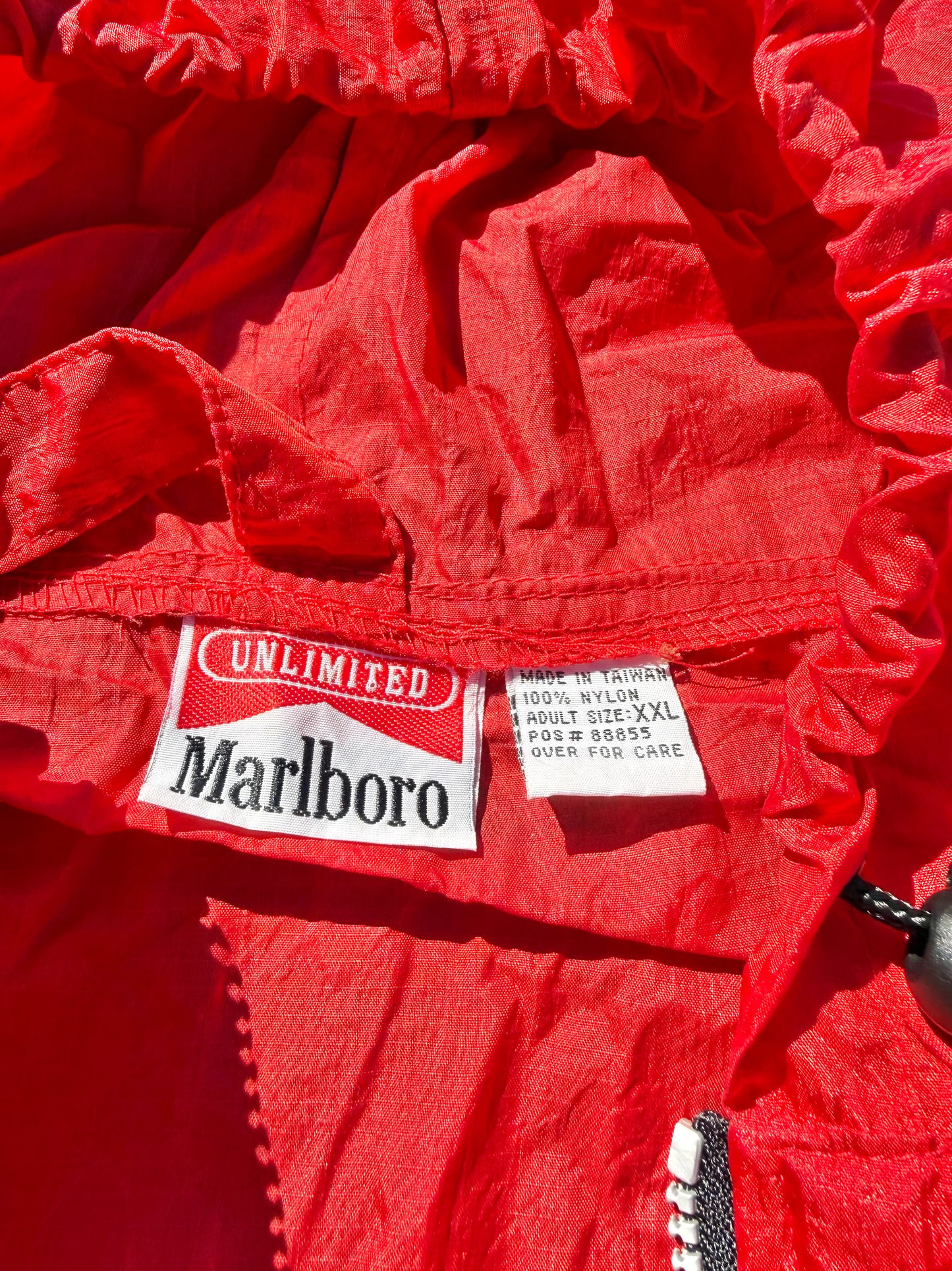 Vintage Marlboro Red Cigarettes 90's Packable Windbreaker Anorak Jacket 2XL