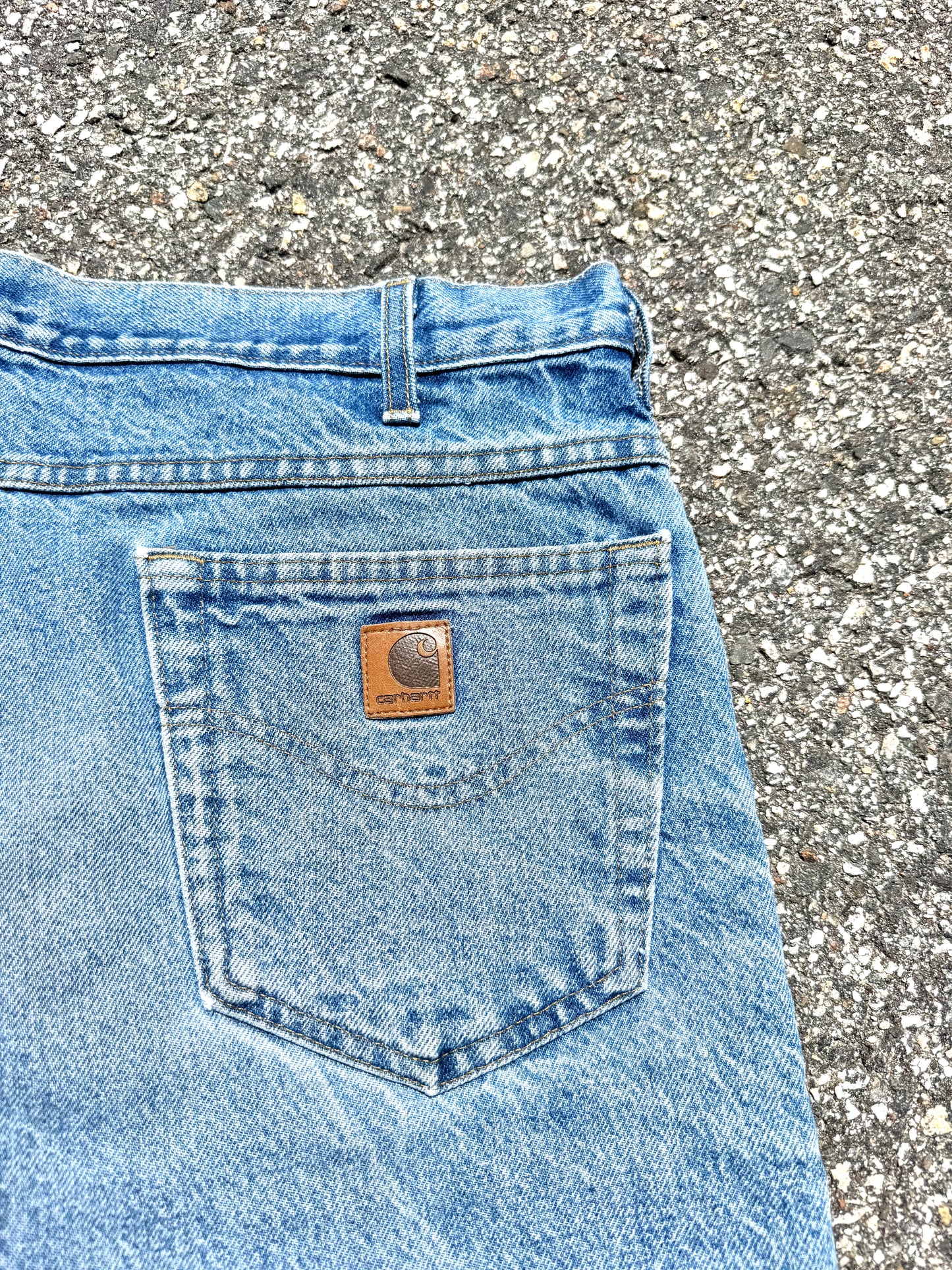 Vintage Carhartt 90's Plaid Flannel Lined Straight Denim Jeans Pants 38x32 B21DST