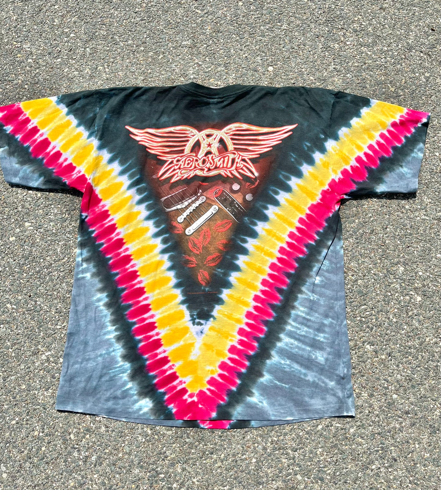 Vintage Aerosmith Dream On Liquid Blue Tie Dye Single Stitch Band T Shirt Size XL