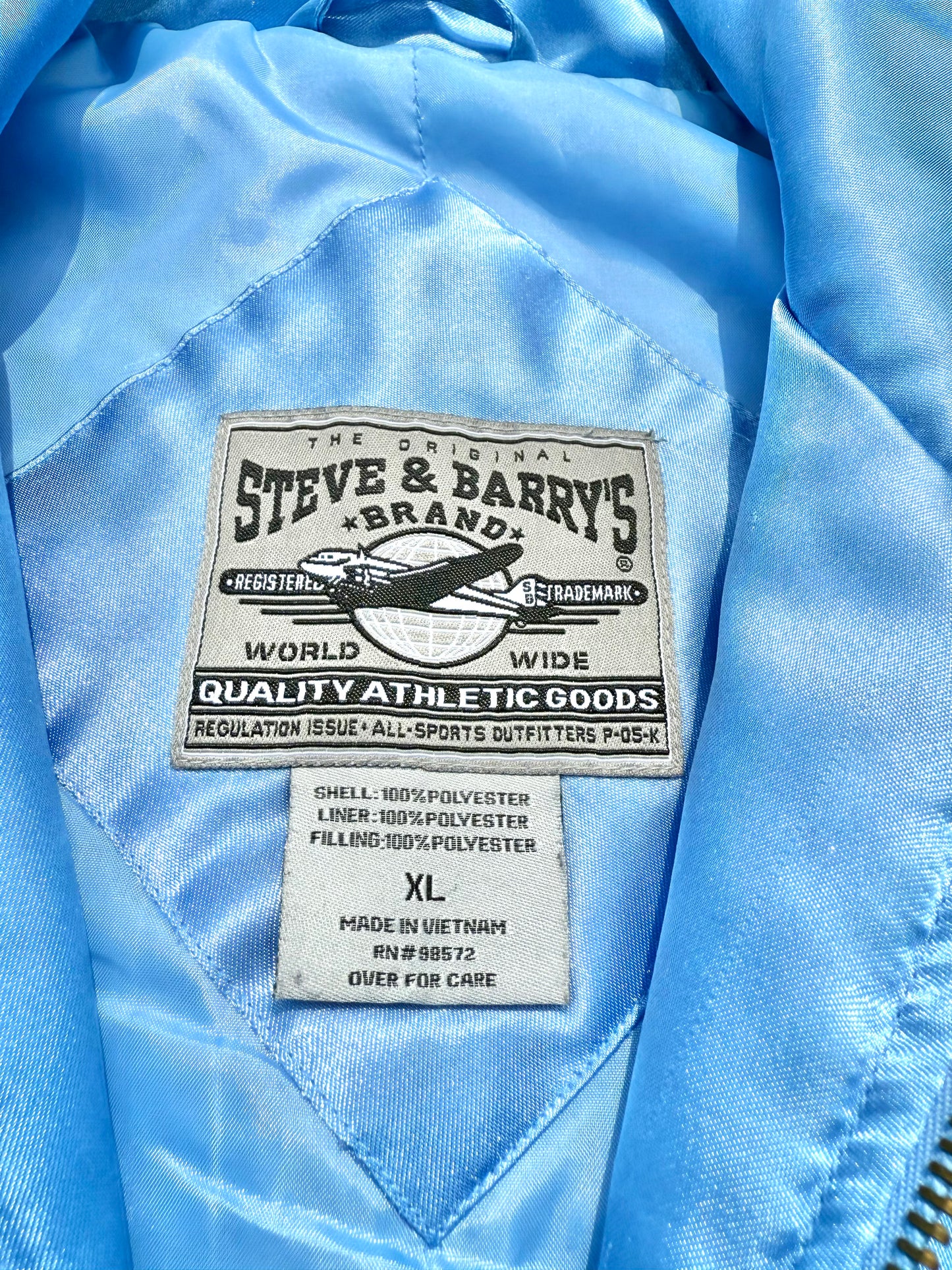 Vintage Steve and Barry's Detroit Street Ball Basketball Satin Bomber Jacket Size XL Baby Blue