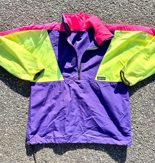 Vintage Chuck Roast Retro 80's Neon Colorblock Ski Jacket Windbreaker Size S Small