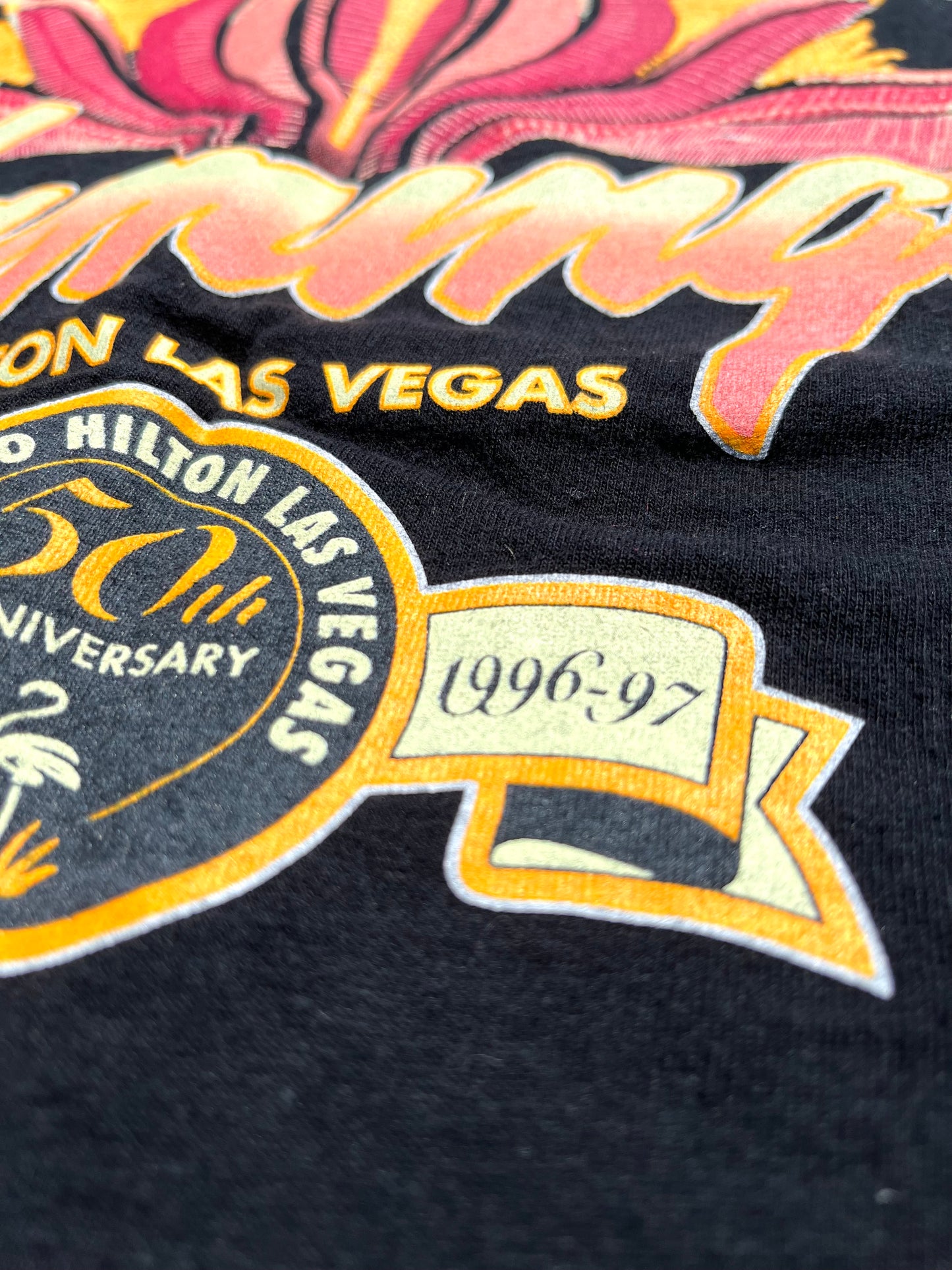 Vintage Hilton Flamingo Casino Las Vegas Nevada Retro 90's 60th Anniversary 1996 Single Stitch T Shirt Size M Medium