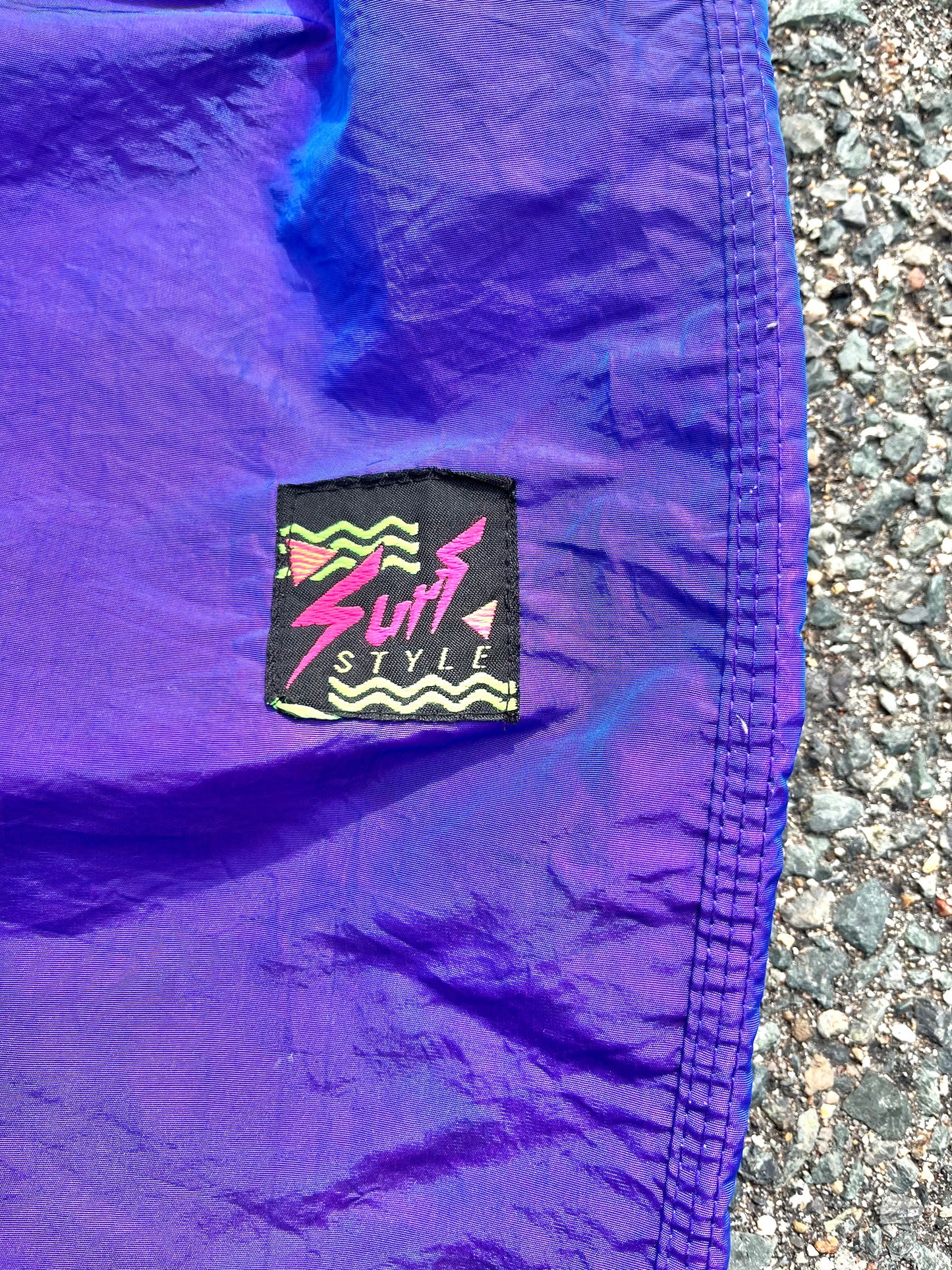 Vintage Surf Style Retro 90's Baggy Windbreaker Jogger Pants XL Metallic Purple