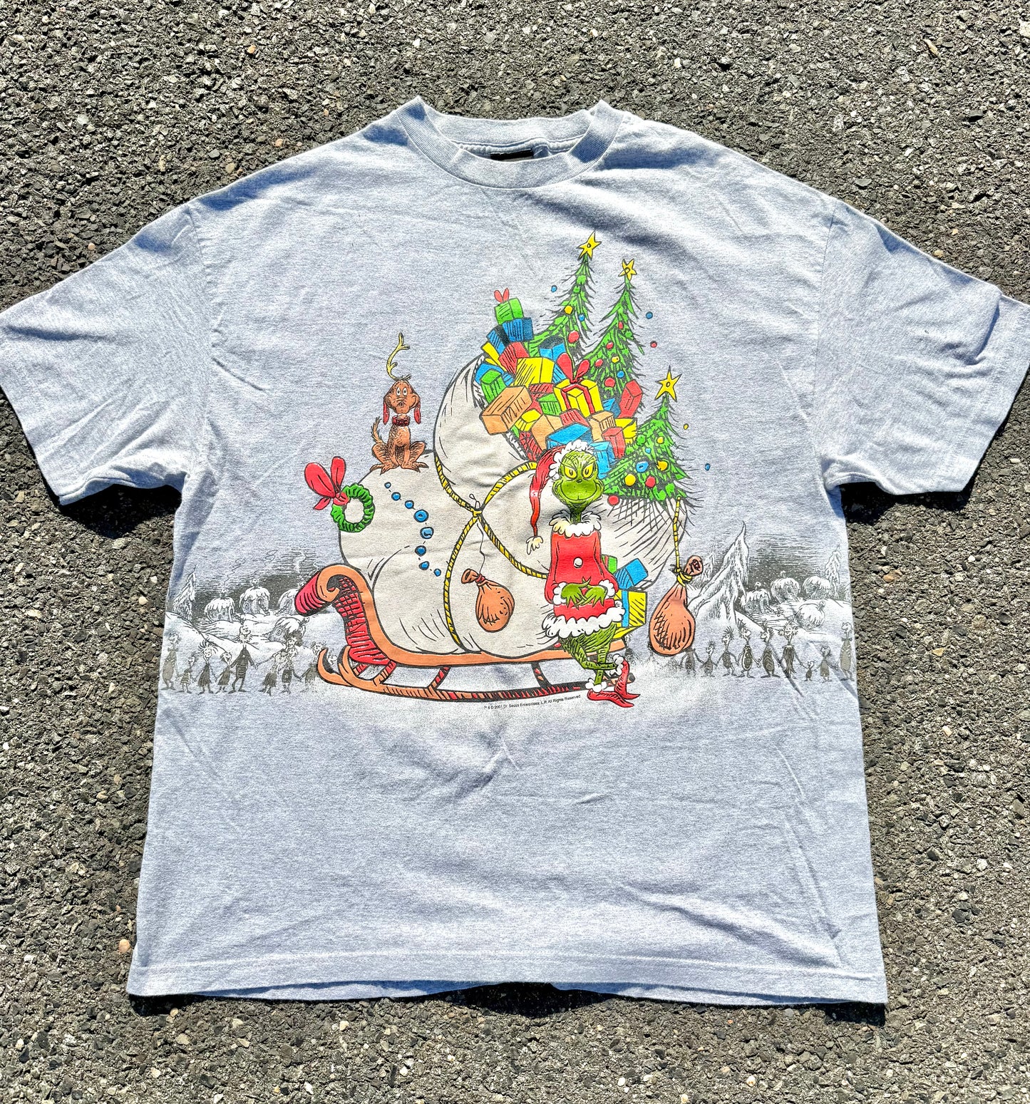 Vintage How the Grinch Stole Christmas Dr Seuss All Over Print 2001 T Shirt XL