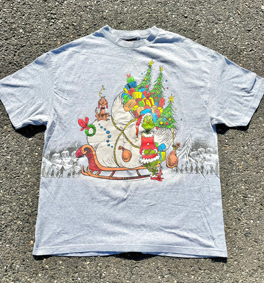 Vintage How the Grinch Stole Christmas Dr Seuss All Over Print 2001 T Shirt XL