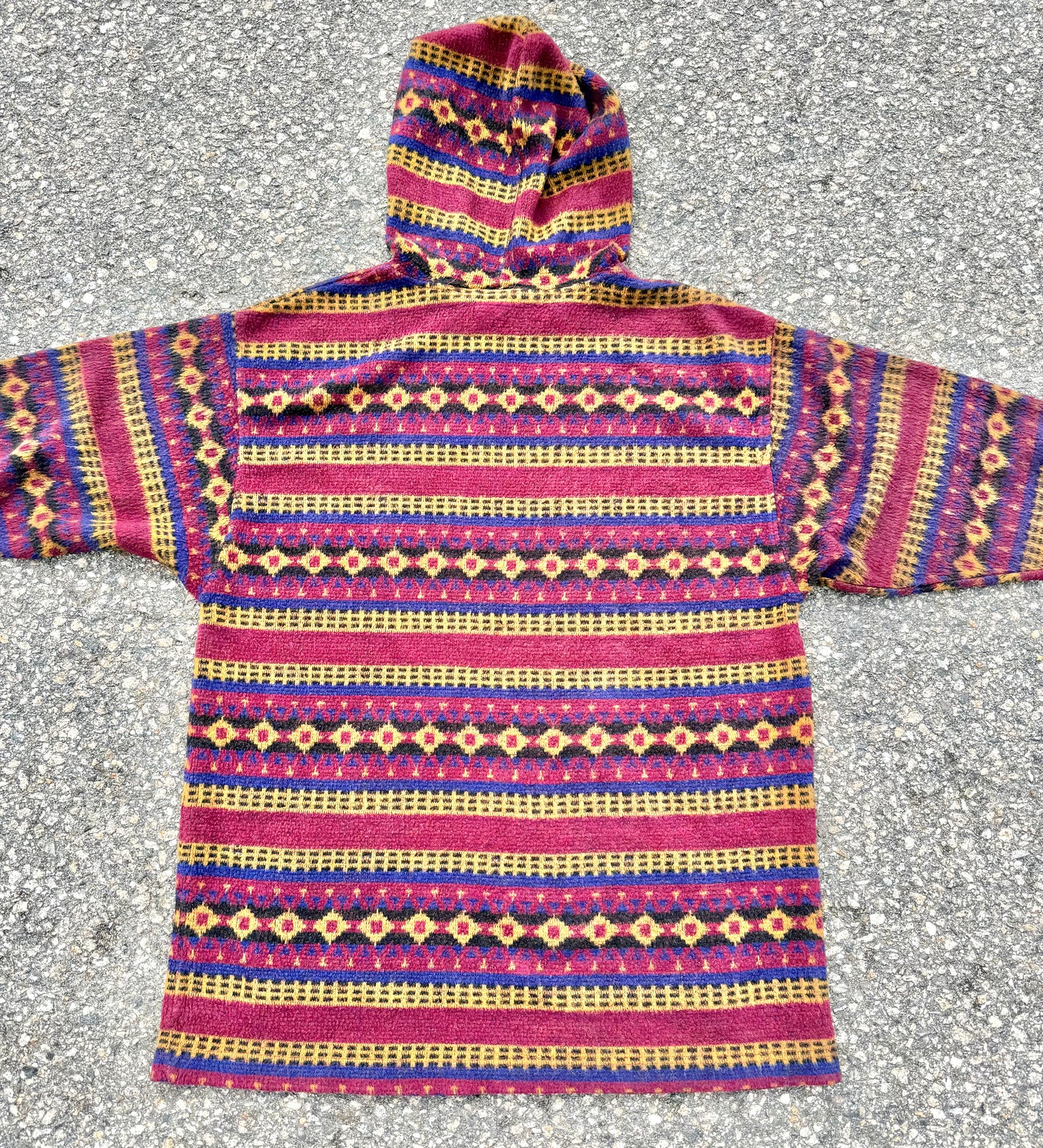 Vintage F/X Geometric Aztec Pattern 90s Retro Fleece Hoodie Men's Size L Large
