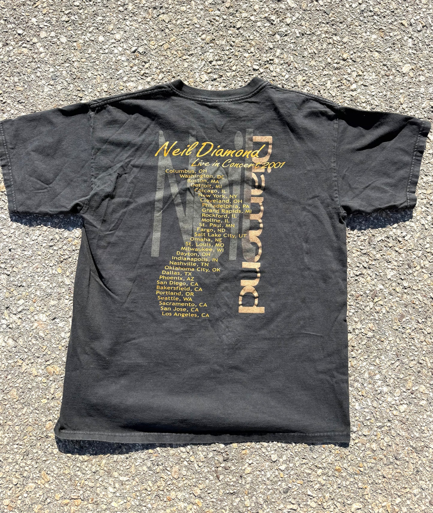 Vintage Neil Diamond Y2K Concert Tour Band T Shirt Size L Large 2001 Black